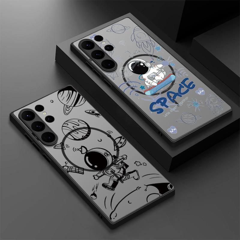 Magnetic For Magsafe Airplane Astronaut Case For Samsung Galaxy S25 Ultra Capa S24 S26 Ultra S22 S23 Plus S21 FE S25 Edge Cover