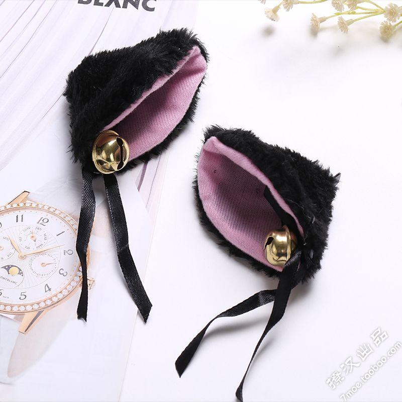 

Cat Gloves Hair Band Hairpin Bracelet Bow Collar Bell Cat Ear Accessories Set A pair of black hairpins One size