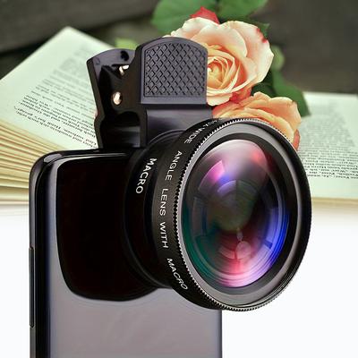 Universal 2 In 1 Lens Clip 37mm Mobile Phone Lens Professional 0.45X 49Uv Super Wide-Angle + Macro HD Lens For iPhone Android