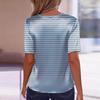 Damesmode Casual Gestreept Print Kraag Korte Mouw Knopen T-shirt