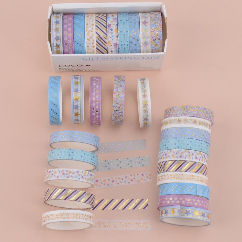 10 roliek Hviezdičková washi páska Dekoratívna lepiaca páska Školské pomôcky na zápisník Zlatá fólia Scrapbooking Kawaii písacie potreby Maskovacia páska