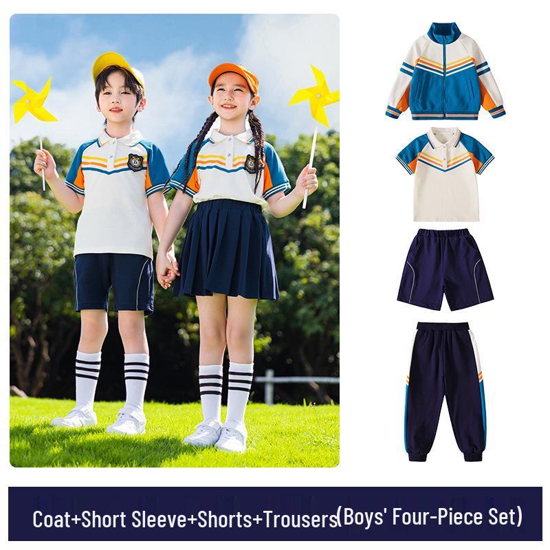 First-Grade Spring & Autumn School Uniform Set: Kindergarten Sportswear, Three-Piece