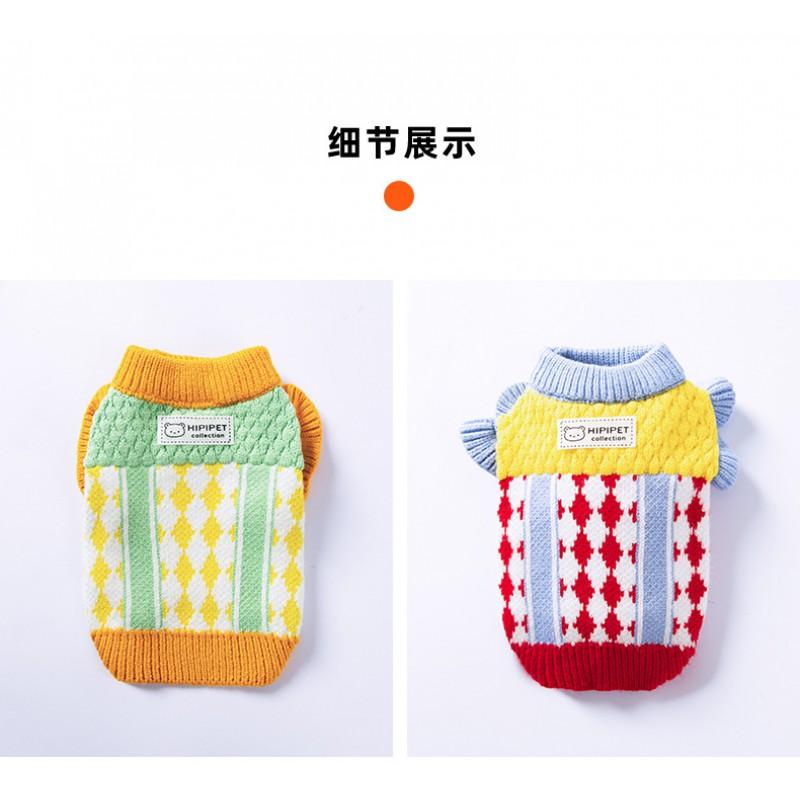 Warm Pet Sweater Small Medium Dogs With Colorblock Knitwear Teddy Poodle