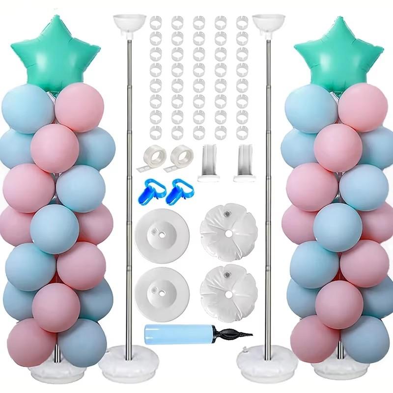 

Комплект колонн для воздушных шаров, набор из 2 металлических регулируемых стоек для воздушных шаров с базовыми украшениями для выпускного, дня рождения, свадьбы, вечеринки 1Set