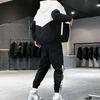 2Pcs/Set Men Spring Autumn Patchwork Color Sport Outfit Hooded Drawstring Long Sleeve Zipper