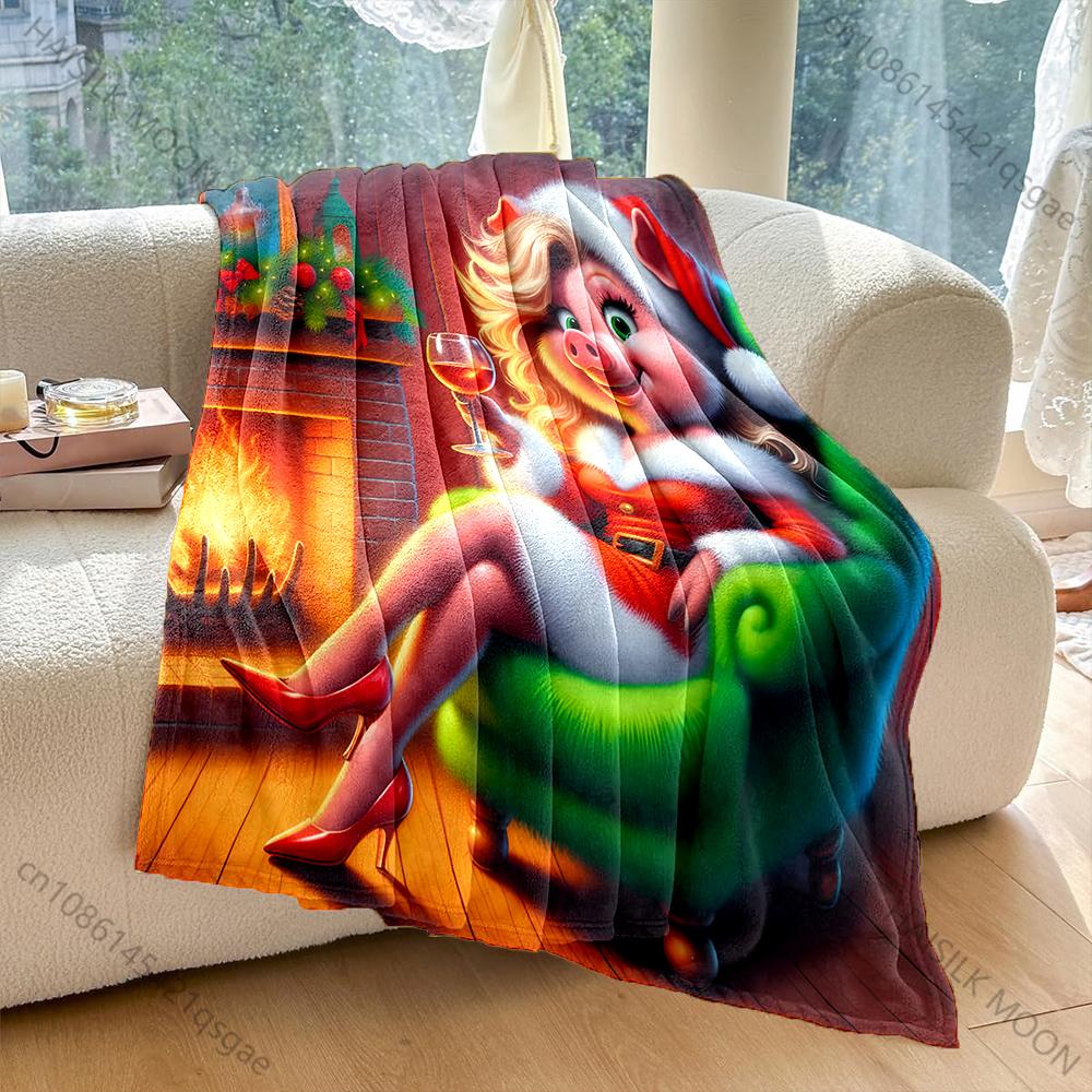 

Festive Christmas-themed Cozy Scene Pattern Blanket Flannel Material Soft Warm for All Seasons, Home Outdoor Camping Picnics RV 75x90cm