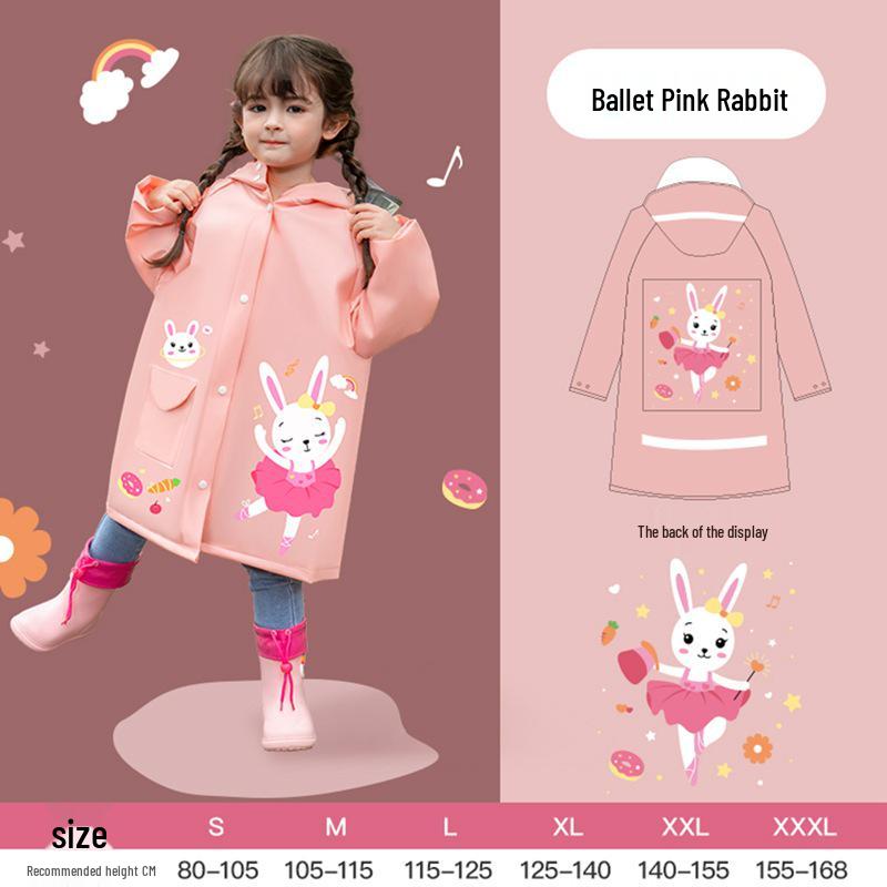Cartoon Kinder Wasserdichtes Poncho mit Rucksackplatz - Verdickter Ganzkörper-Regenmantel für Grundschuljungen & -mädchen