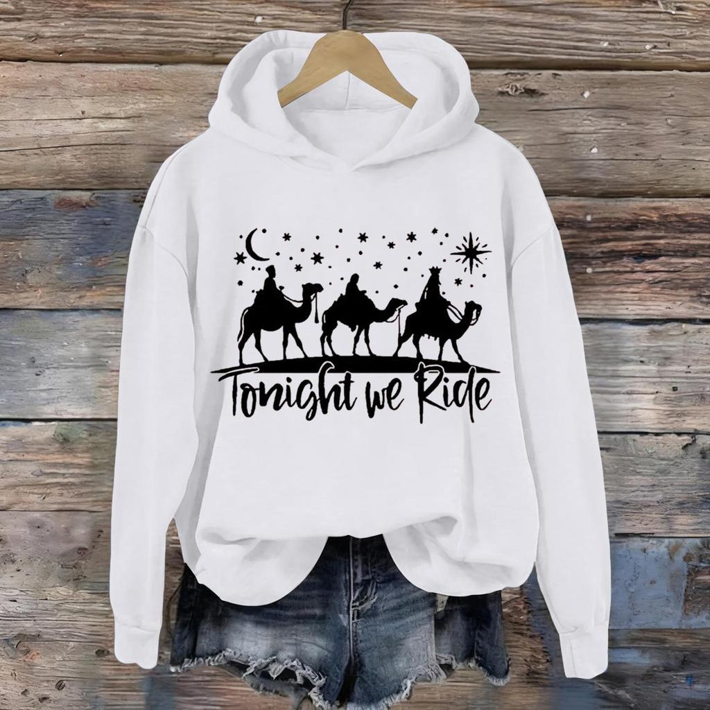 Damen Kapuzenpullover mit Aufdruck, lässig, langärmelig