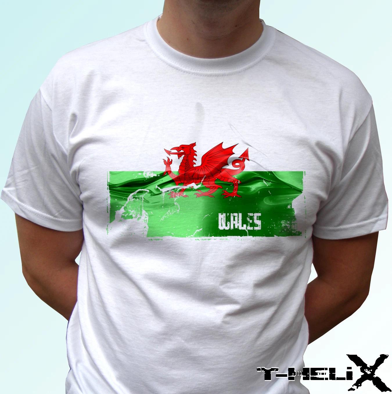 Wales flag - white kids boys T-Shirt top country design - s s kids & baby sizes 130