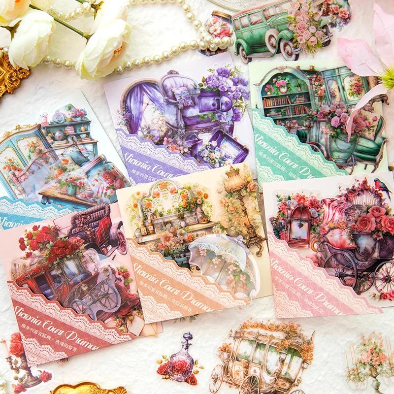 10Pcs Victoria'S Palace Transparent Stickers Retro Romantic Princess House Diy Craft Scrapbooking Junk Journal Landscape Collage