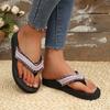 Fashion Lace Pleated Decor Low Heel Slippers Women Summer Wedges Thick Bottom Flip Flops for Woman Comfort Non-Slip Slides Mujer