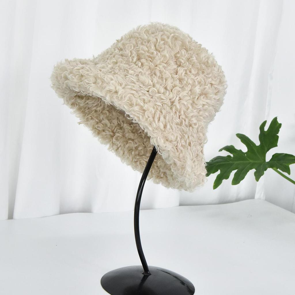 Women's Winter Thickened Faux Shearling Bucket Hat, Fluffy Soft Warm Fisherman Cap, Comfortable Outdoor Hat for Fall & Winter