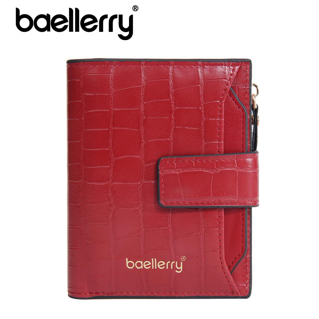 Baellerry Womens Short Pu Card Holder With Stone Pattern And Secure Zipper Closure For Daily Use