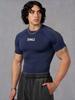 Men's Quick-Dry Printed T-Shirt for Muscle Building, Spring & Autumn Sports Training