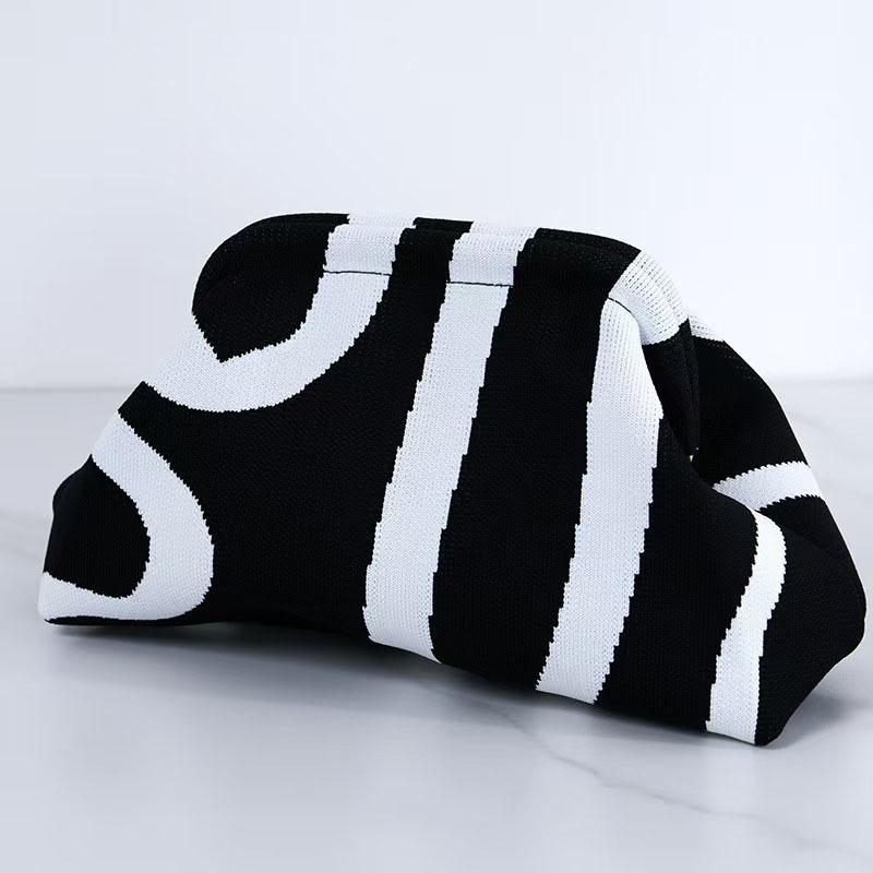 Trendige gewebte Wolkentasche - Vielseitige gestreifte Pendler- & Reiseaufbewahrung mit Clip-Griff für Mädchen