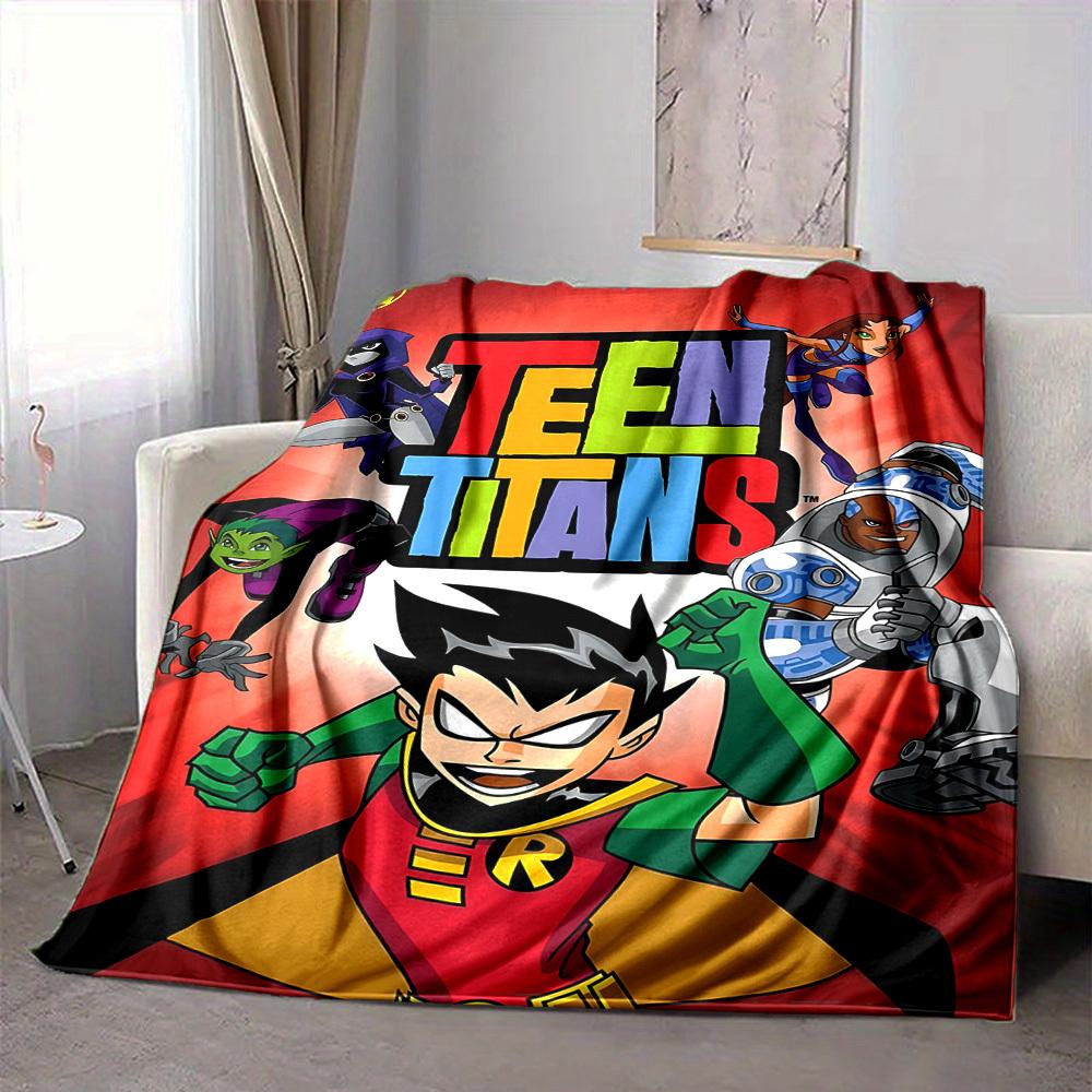 

1pc Teen Titans Flannel Throw Blanket - Lightweight Soft Warm All-Season Blanket for Sofa, Bed, Travel, Camping L1029096 80x120cm