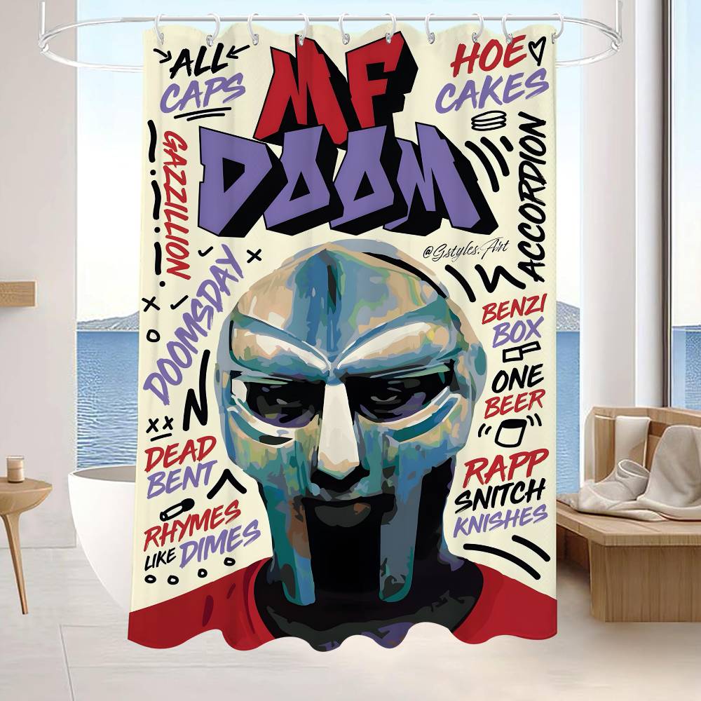 MF Doom Comic Album Bathroom Shower Curtain Shielding Partition Shower Curtain Quick Dry Can Be Scrubable Light Opaque Bath