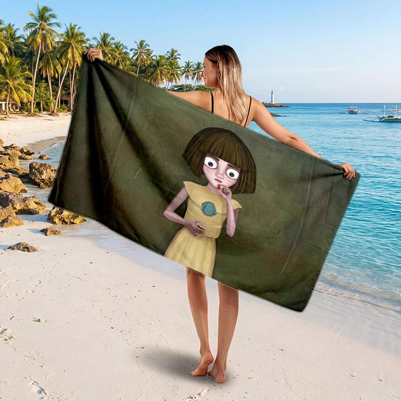 Large Beach TowelFran Bow Soft Absorbent Towel Beach Bath Home Use