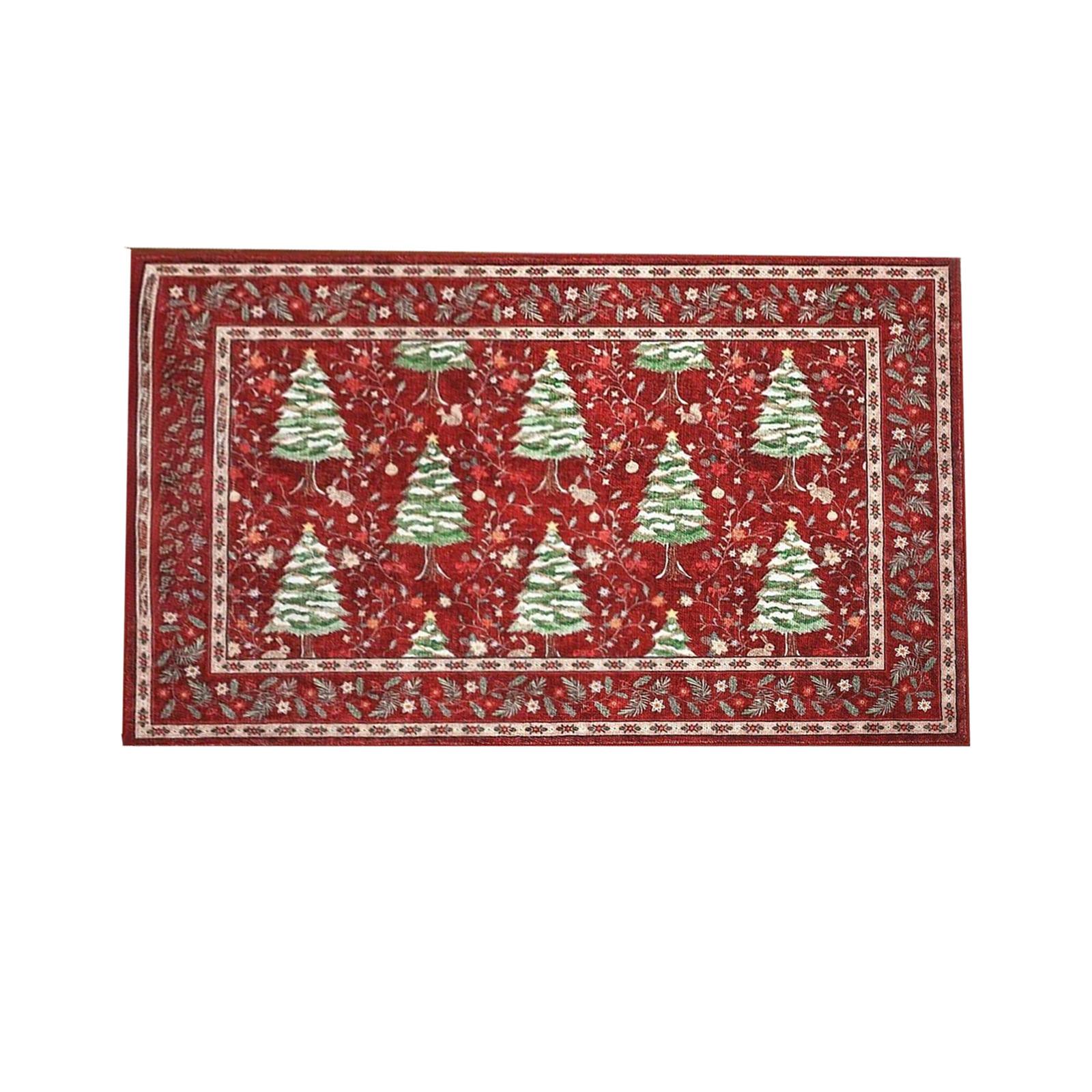 

Christmas Doorrail Carpet, Christmas Tree Print Christmas Atmosphere Carpet, Suitable For Living Room Corridor One Size