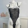 Sexy Lace Lingerie Set Open Stand Uniform Onesie Suspender Pajamas For Women Seductive Adult Female Costume
