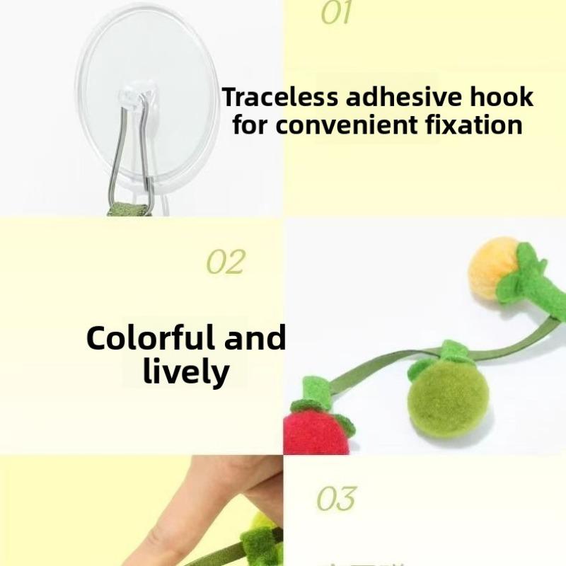 Cat-shaped Mint Toy, Cherry Tomato, Cherry Tomato Bell, Self-entertaining and Boring, Hanging Door, Hairball, Cat Toy Stick