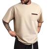 Men's Summer Colorblock Round Neck Loose Pocket Short Sleeve Top