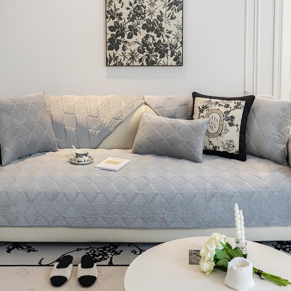 Cojín de Sofá de Terciopelo Cristal de Invierno Nuevo Estilo Crema Francés Claro Funda Funda Paño Cojín de Sofá de Cuero