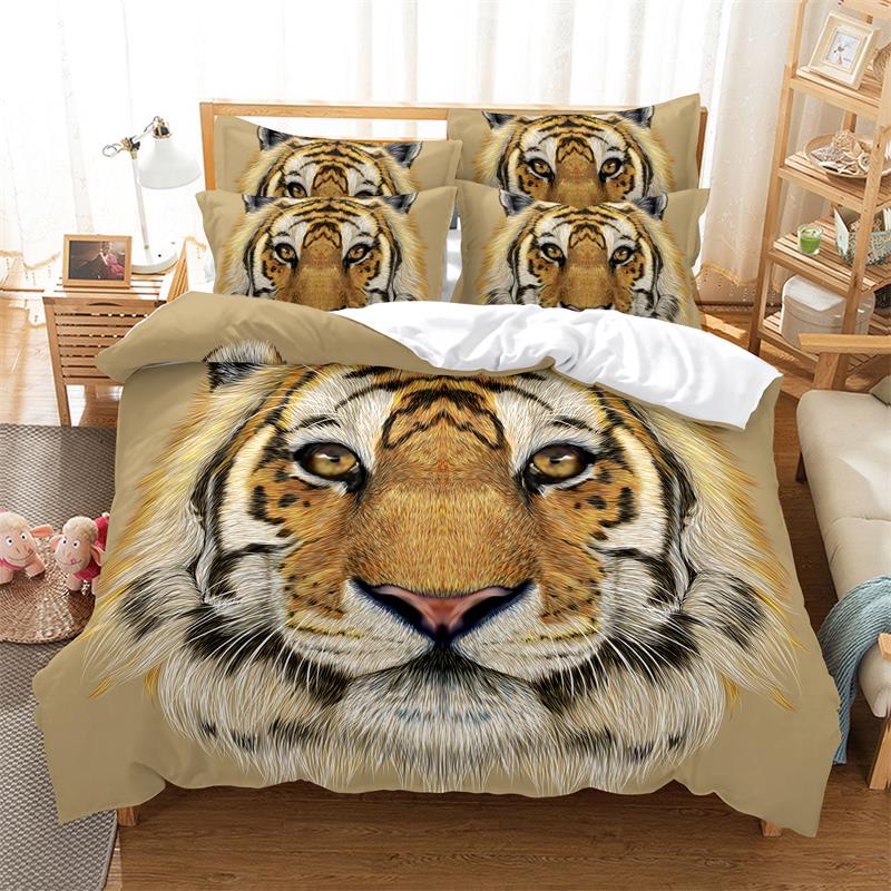 3d Printed Tiger, Lion,elephant,deer Duvet Cover Sets Home Textile Bed Linens Bed Cover Set 264x239 Super CalifKing Dropshipping