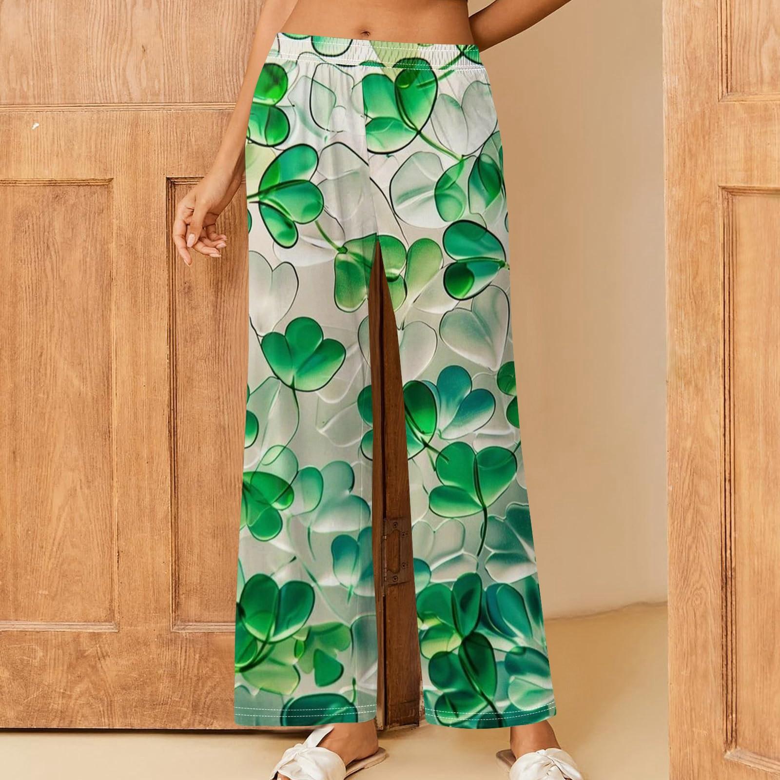 

Женская ул.. Удобные прямые свободные брюки с принтом ко Дню Святого Патрика и эластичным поясом XL