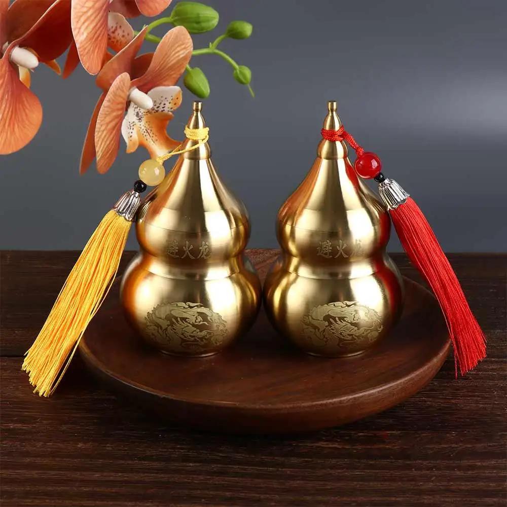 Durable Handicraft Fire-avoiding Dragon Gourd Brass Chinese Style Copper Gourd Smooth Ancient Craft Gourd Ornament Kitchen