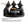 Black Cat Candle Holder Resin Halloween Cats with Witch Hats Candle Holder Vintage Candle Holder Tabletop Decoration Gift for Cat Lovers