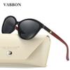 VABBON Women Sunglasses Trendy Round Face Retro Inlaid Leather UV Protection 8632