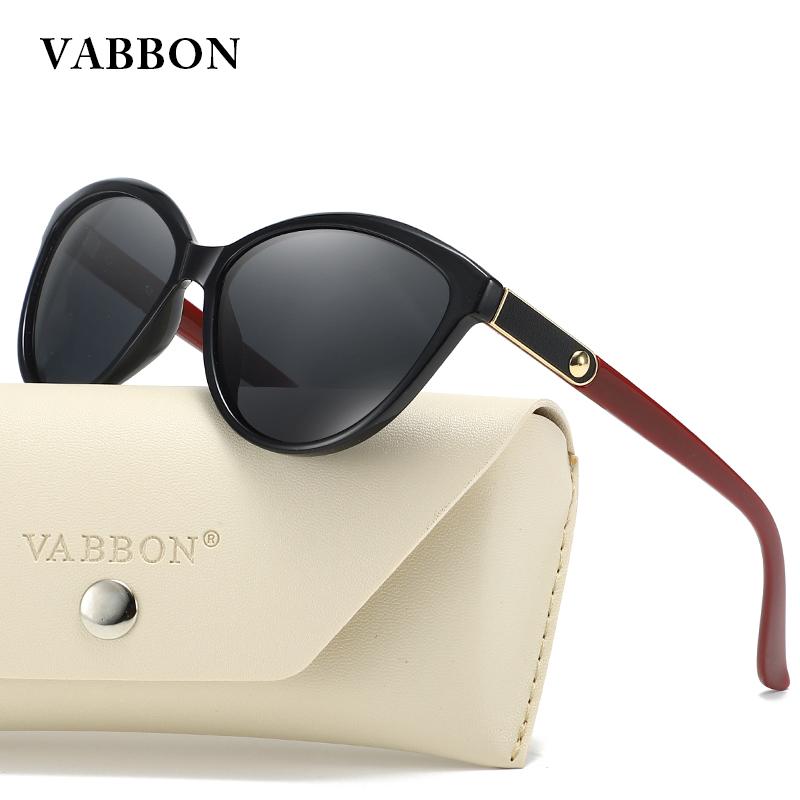 VABBON Women Sunglasses Trendy Round Face Retro Inlaid Leather UV Protection 8632