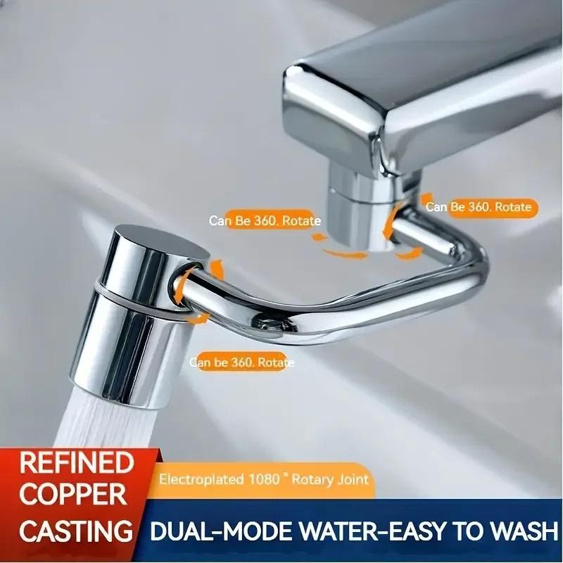 108° Rotating Faucet-Extender Universal Kitchen Faucet Extend 2 Mode Splash Filter Extension Multifunctional Stainless Steel
