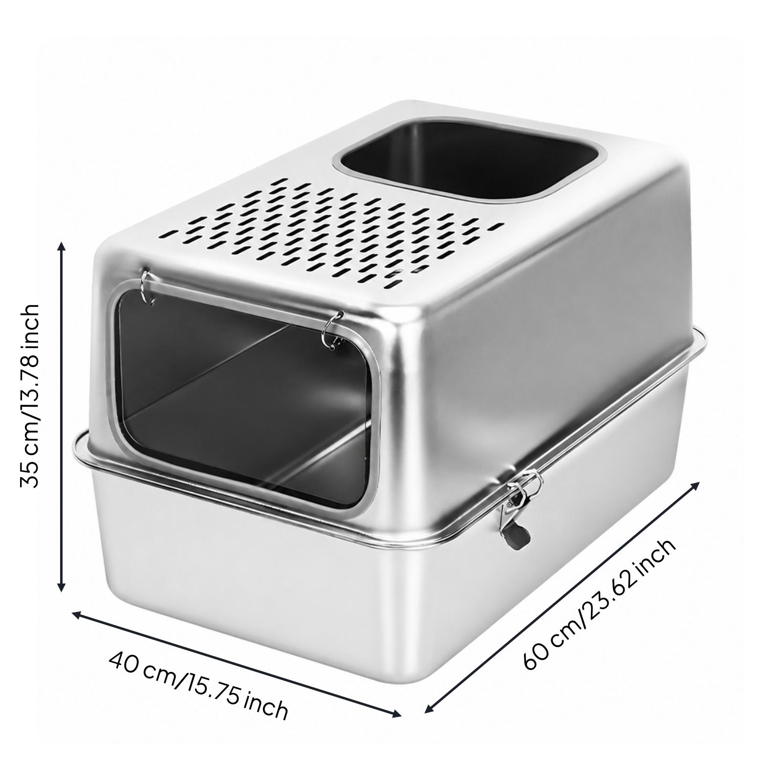 Enclosed Cat Litter Box Scratch-Resistant Stainless