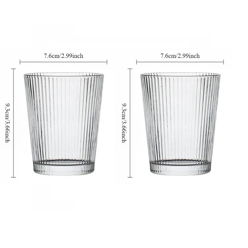 Picnic Juice Cold Drink Cups 240ml/380ml Striped Glass Cup Transparent Latte Coffee Cup Water Bottle Cocktail Glass Wine Glasses 2pcs