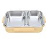 Edelstahl Lunchbox Behälter Versiegelt Geruchsdicht 2 Fächer Tragbar Quadratisch 1.2L Gelb