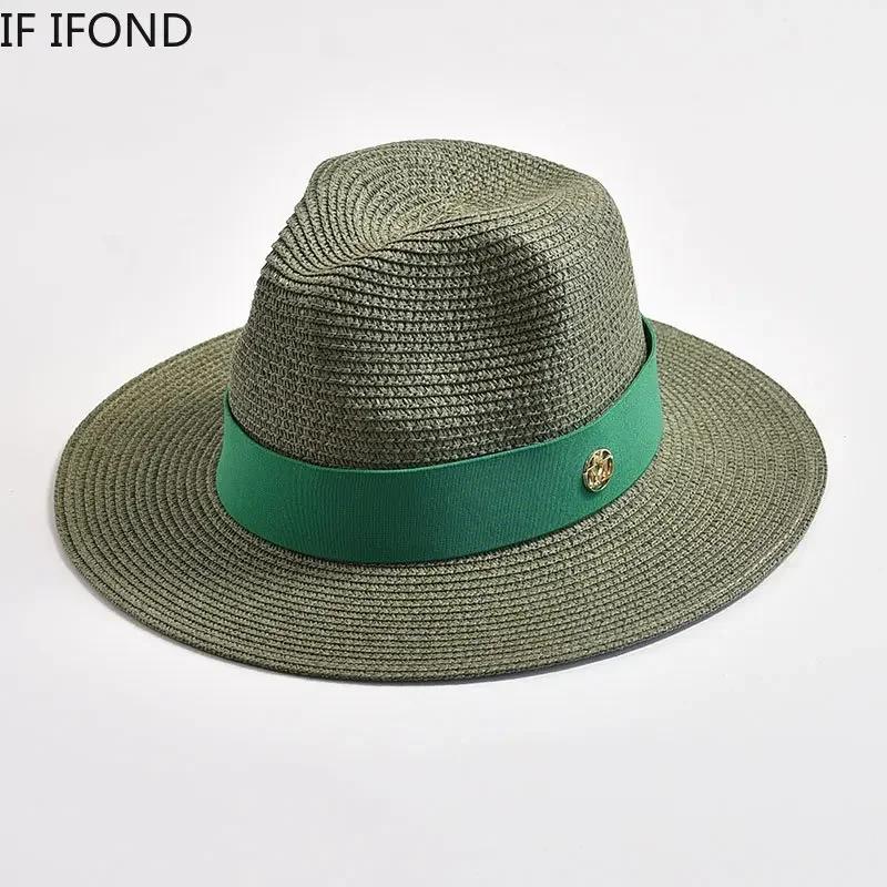 Summer Wide Brim Uv Protection Straw Hat Foldable Beach Sun Hat For Women Men Elegant Ribbon Design Fashion Travel Luxury