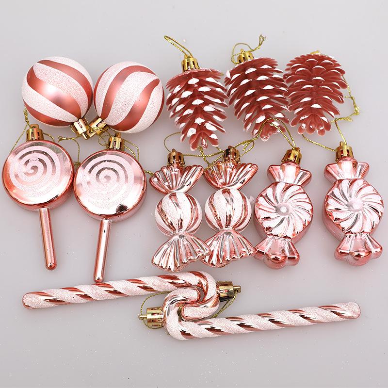 13Pcs/Set Pine Cone Candy Round Ball Christmas Tree Decor Festival Xmas Hanging Ornament