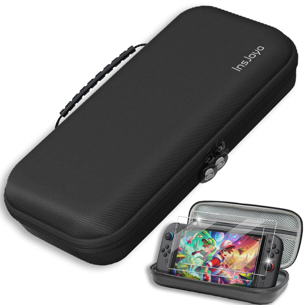 InsJoyo 2 Case 2 Glass Storage Bag Protective Case Slim Design Switch 2 Hard Shell Case Carrying Case Cover Storage Box Holds 12 Game Cards Can Store