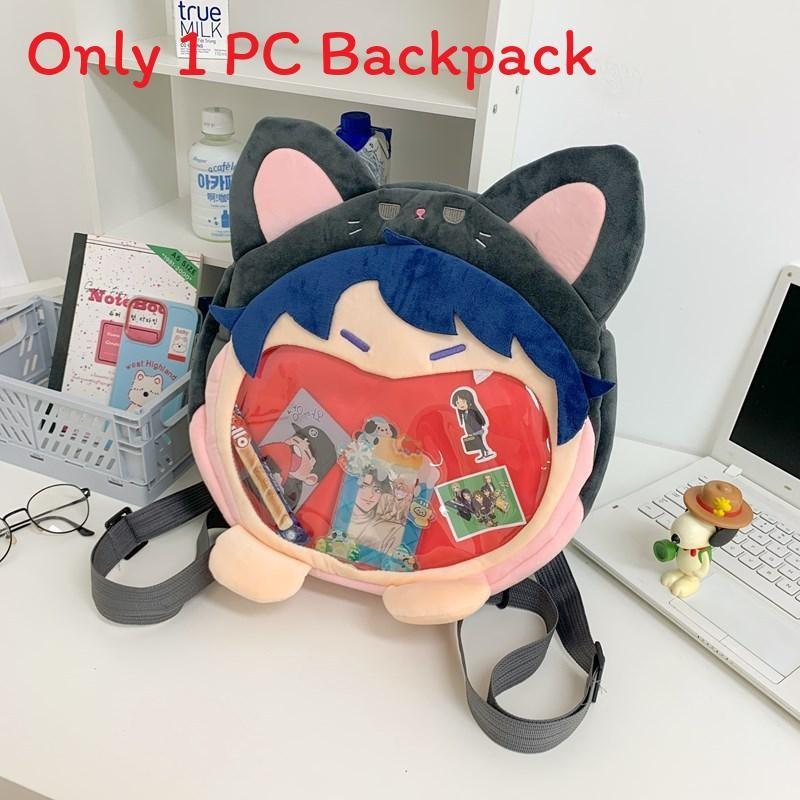 

Плюшевый рюкзак с темой аниме-персонажа, прозрачный итабаг большой вместимости для улицы темно-синий