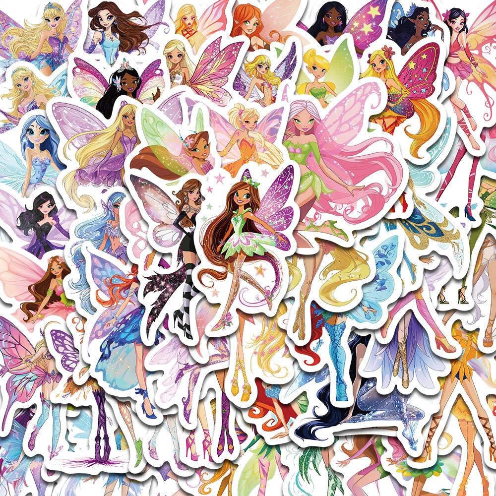 

52PCS Cartoon Cute Butterfly Fairy Stickers Fashion Style Landscape Books Stationery Phone Notebook Art Picture Bike Sticker