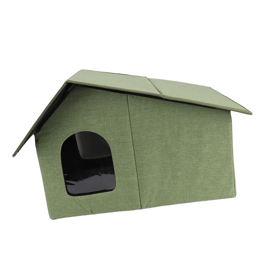 Katzenhaus für draußen Wasserabweisend Wetterfest Geräumig Geschlossen Faltbares Katzenzelt für alle Jahreszeiten Armeegrün