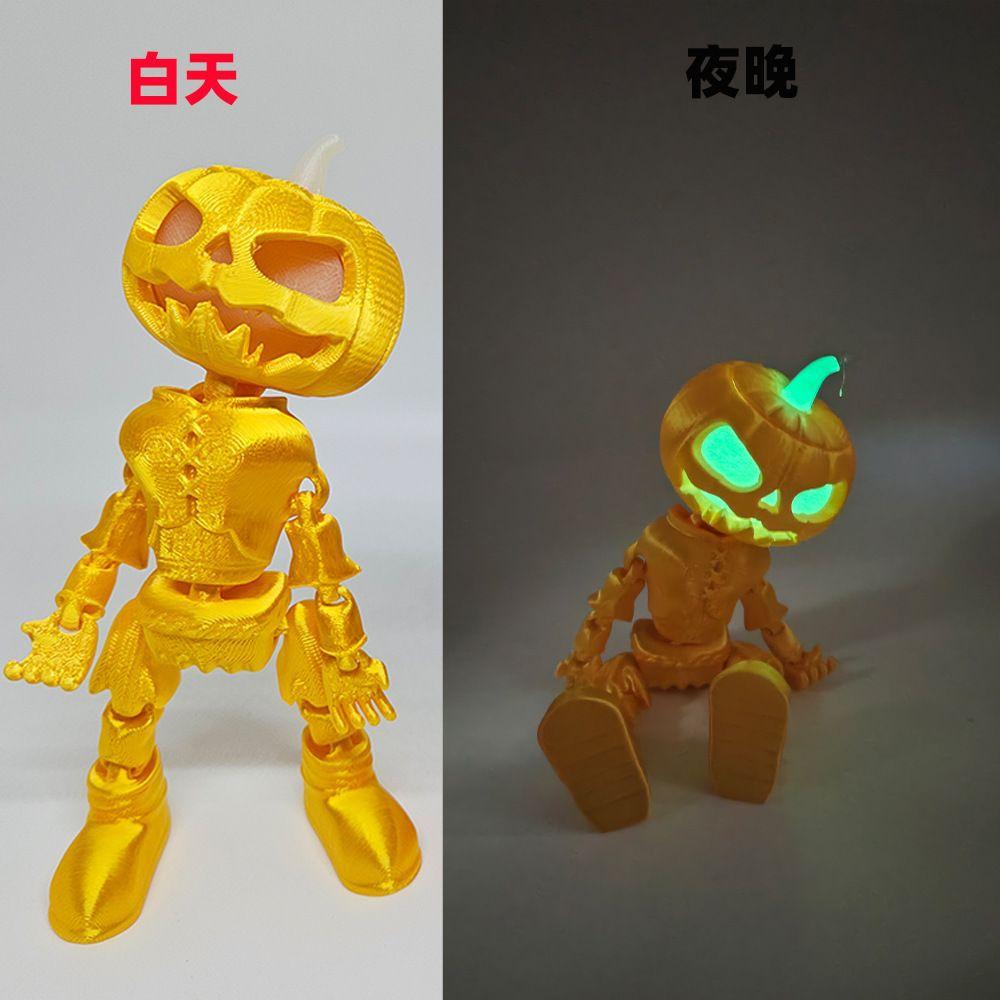 Nová halloweenská ozdoba lebky dýně 3D tisk kloubově pohyblivá svítící ozdoba model ozdoby