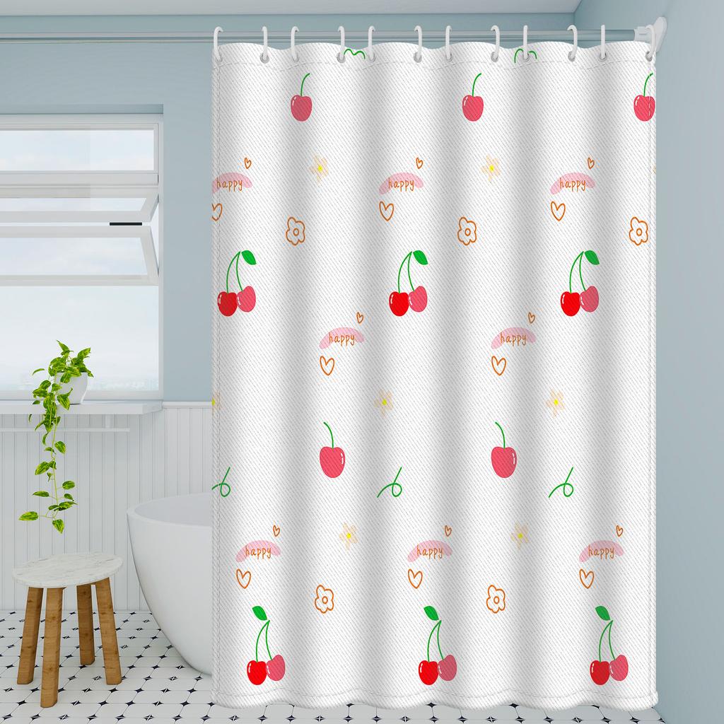 Fresh Fruit Print Waterproof Shower Curtain – Vibrant Summer Style Polyester Fabric, Easy Care and Durable Bathroom Decor