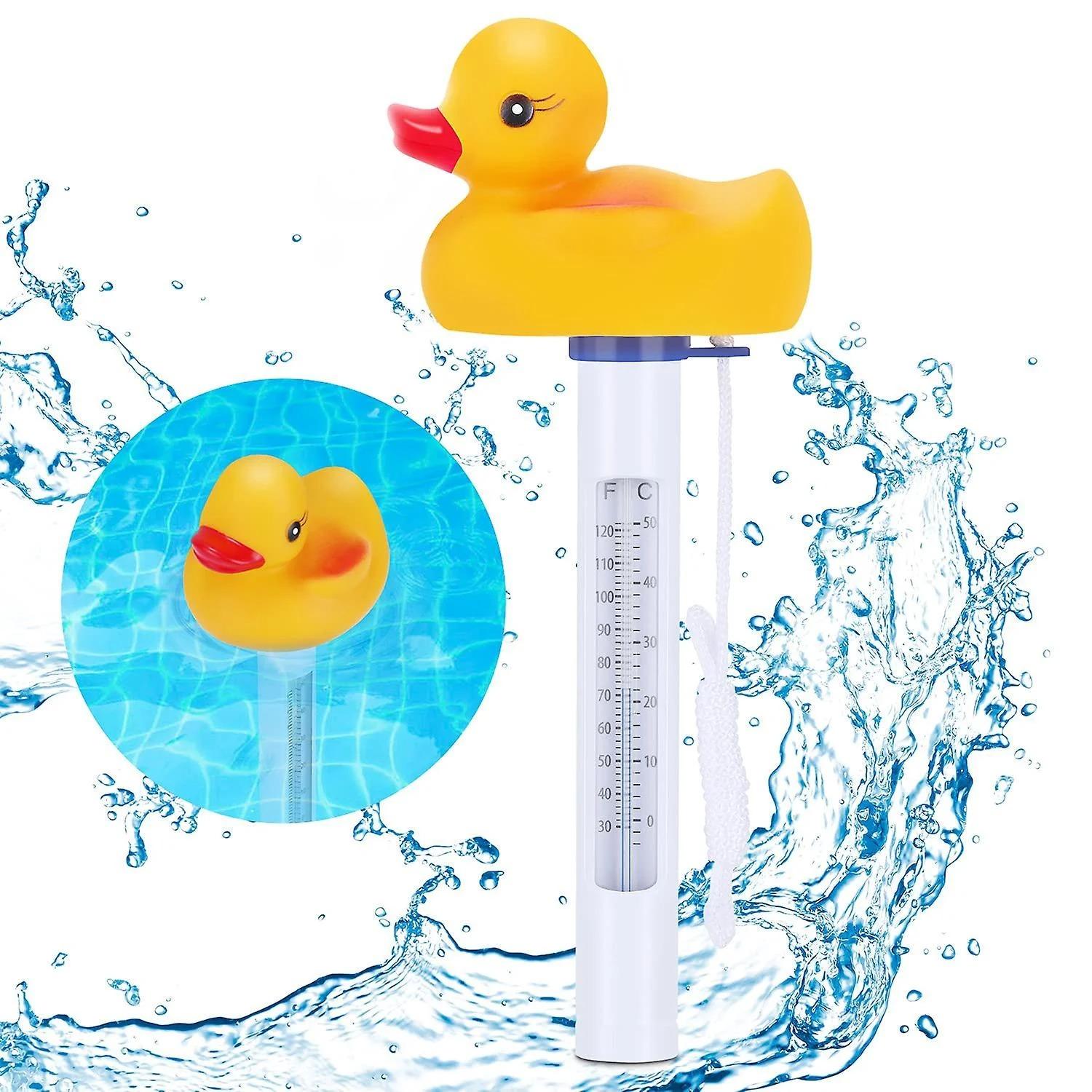 Swimming Pool Thermometer, Burst Resistant Duck Shaped Floating Water Thermometer With Rope жёлтый