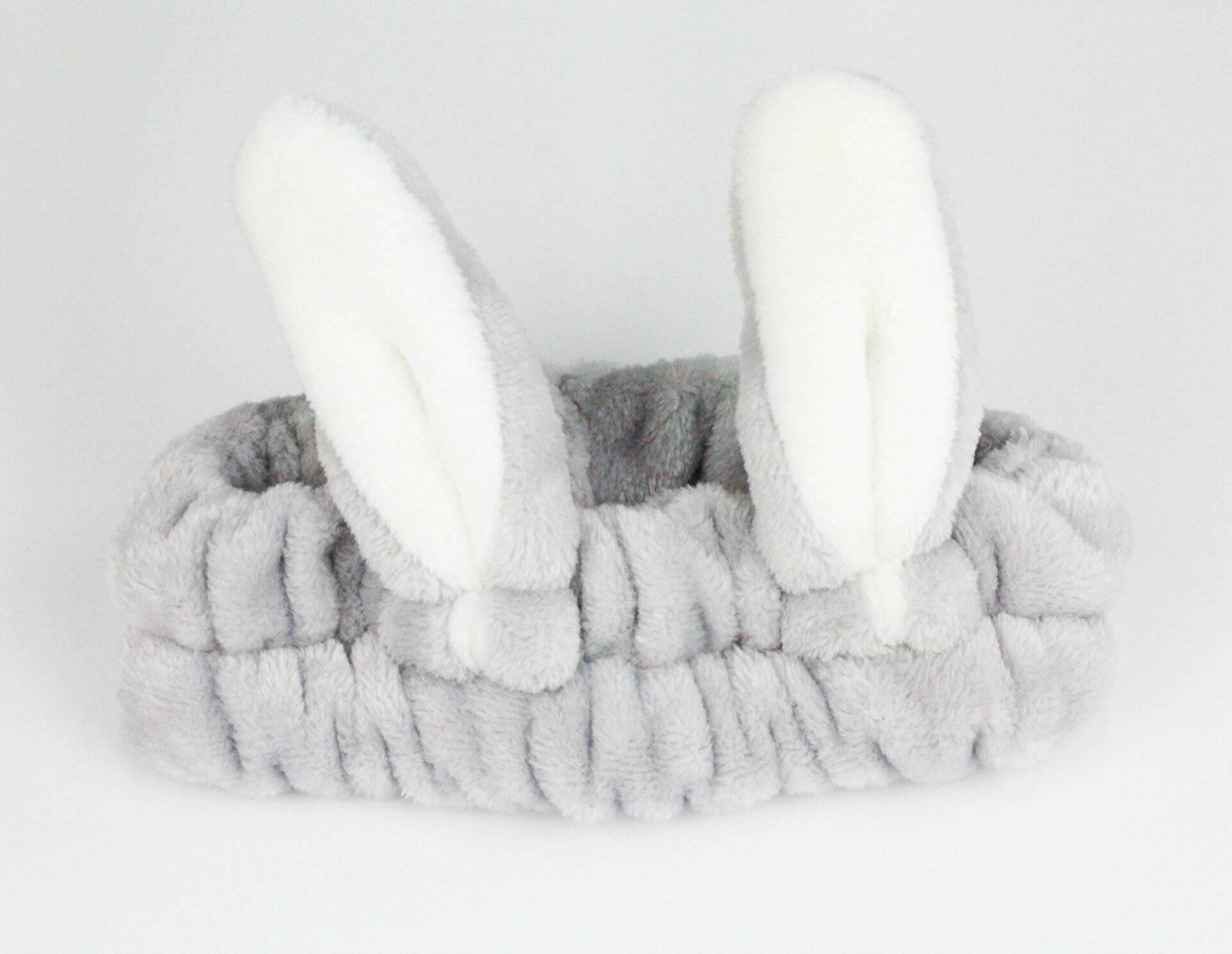 

Милая, очень милая повязка на голову с кроличьими ушками, маска для умывания лица, повязка на голову с широким боковым ободом, аксессуары для волос, повязка на голову серый