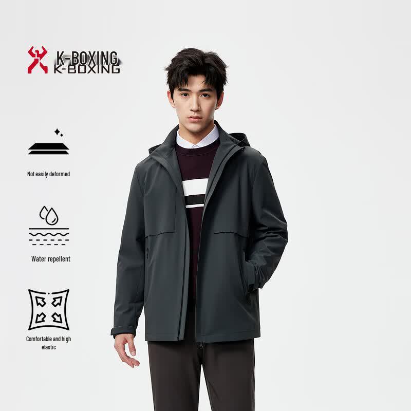 K-Boxing Men s Water-Repellent Mid-Length Jacket 2XL