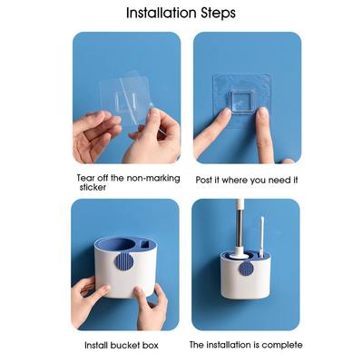 Perie de toaletă din silicon, perie de toaletă cu suport pentru perie de toaletă, montat pe perete, perie de curățare cu mână lungă, set de accesorii pentru baie WC