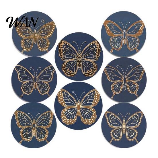 Non-slip Cup Coasters 8PCS Coasters, Colorful Wood with Non-Slip Heat Insulation Set Waterproof Drink Holder, for Home Office Dining Table Decorative
